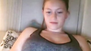 girl shows off her huge tits and rubs her trimmed pussy closeup on omegle