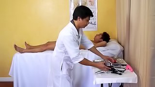 Kinky Doctor Vahn is conducting Asian twink Raves anal exam and treatment.