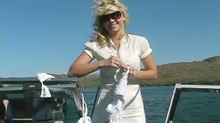 Alison Angel kneads her big natural tits on a yacht