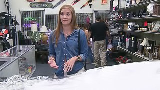An angry bride fucks a guy she meets at a pawn shop