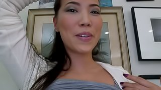 Lily the lustful Asian give hot blowjob in POV video